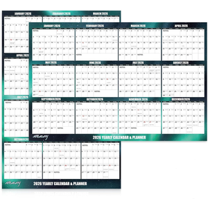 32" x 48" Apricity 2026 Wall Calendar Dry Erase - Dark Green Wall Calendar Wet & Dry Erasable Laminated 12 Month Annual Yearly Planner, Reversible, Horizontal/Vertical,with Julian Dates