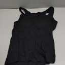 SUUKSESS Women Cotton Rib Squre Neck Tops Sleeveless Summer Padded Basic Tank Top (Black, M)