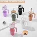 chunmo 40 oz Glass Tumbler with 2 Lids-Bamboo Straw Lid & 2-in-1 Sip and Flip Straw Lid,Iced Coffee Cup with Handle, Glass Water Bottles with Silicone Sleeve,Glass Cup with Straws, BPA Free-1 Pack