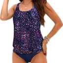 Yonique Blouson Tankini Swimsuits for Women Loose Fit Modest Two Piece Bathing Suits XL