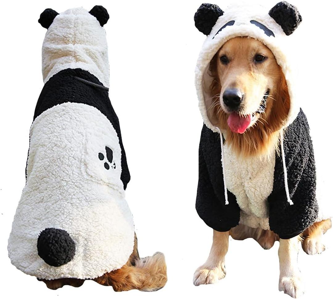 Halloween Large Dog Panda Costume Outfits Winter Warm Pet Jacket Coat Funny Clothes for Medium Large Dog Labrador Husky Beagle (28, Panda) (28(Bust:32.6inch|Fit:60-75b))