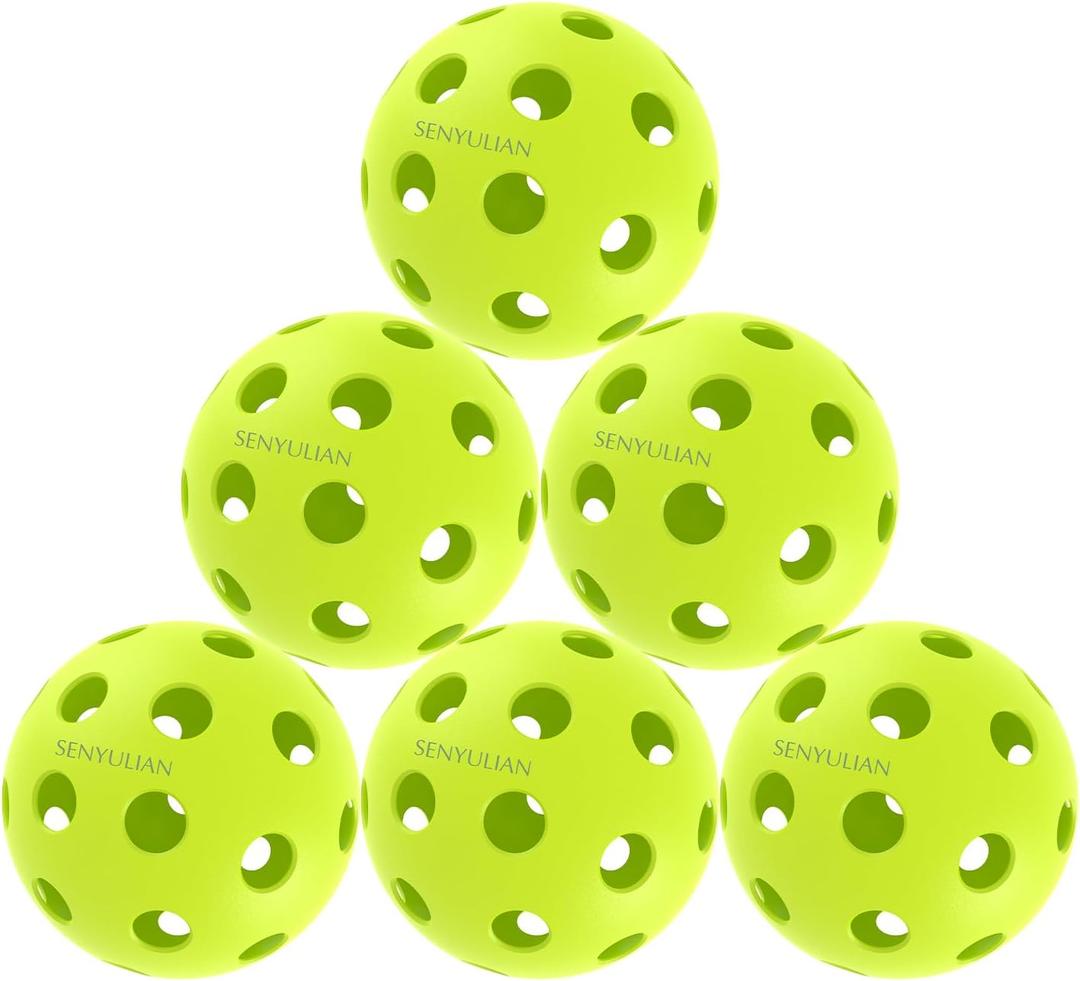 2 x Pro-Grade 40-Hole Outdoor Pickleball Balls - Pro-Player Tested with Wind-Resistant Design, Built for Durability & Precision for Competitive Play (6, Green)