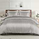 Whale Flotilla 3-Piece Reversible Silky Soft Queen Comforter Set, Luxury Stripe Satin Comforters Full Size Bedding Set with 2 Satin Pillowcases, Lightweight Duvet for All Seasons, Grey