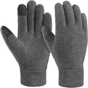 5 x OZERO Winter Gloves Men Women: Touchscreen Thermal Polar Fleece Warm Glove for Running Driving Bike Cycling Black/Blue/Gray (Small, Gray(touching Fingertips))