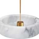 Marble Incense Holder - Handmade Burner with 9 Holes, Suitable for Meditation, Smudging and Decoration (White)
