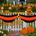 Fall Bunting Thanksgiving Day Dcor Autumn Banner Halloween Bunting Flag- 3 Stripe Orange & Black Bunting Flags Trick or Treat Decor Outside Wall Garden Porch Indoor Home - 24" x 240"