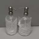 AmazerBath Soap Dispenser, 2 Pack Glass Soap Dispenser with Pump Stainless Steel, 17 Oz Hand Soap Bottles Bathroom Kitchen, Clear