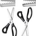 Amylove 2 Pcs Pinking Shears Scissors for Fabric Cutting Scalloped 7mm, Serrated 5mm Felt Craft Scissors Zig Zag Cut Sewing 9.2" Handheld Jagged Dressmaking Supply for Leather Clothing Paper (Black)