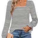 ZESICA Women's Square Neck Tops Puff Long Sleeve Shirts Fall Fashion 2026 Clothes (XL)