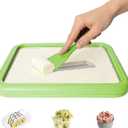 Professional Rolled Ice Cream Maker Kit with 2 Scrapers & Freezable Plate  Easy DIY Homemade Ice Cream Rolls, Frozen Yogurt, Gelato, Sorbet for Kids & Family Fun (Green)