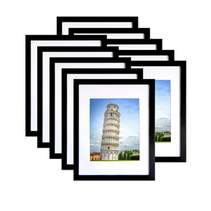 SESEAT 11x14 Picture Frame Set of 10, Display Pictures 8x10 With mat or 11x14 Prints Without Mat, Wall Mounting,Black