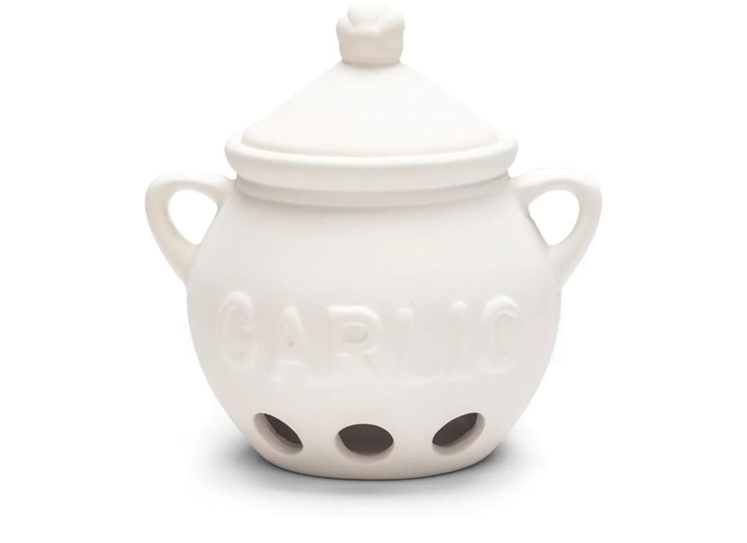 Fox Run Garlic Keeper and Storage, White Ceramic, 5.25" x 4.25" x 5.5"