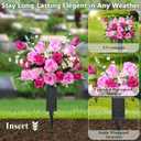 MARTINE MALL 2 Sets Artificial Cemetery Flowers for Grave, Realistic Grave Flowers for Cemetery UV Resistant Memorial Day Flowers Silk Rose Flower with Vase for Cemetery Decorations (Mixed Color)