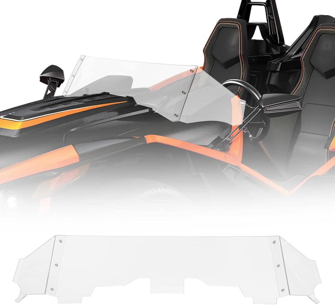 KEMIMOTO Front Windshield Compatible with Polaris Slingshot S SL SLR R GT LE 2015-2026, Scratch Resistant Hard-Coated Polycarbonate Wind Deflector Replace #2882154 Accessories