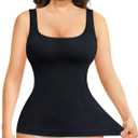 Nebility Shapewear Tank Tops for Women Seamless Compression Tank Top Body Shaper Tummy Control Square Neck Camisole Tops (Large, Black)