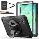 ZtotopCases for Samsung Galaxy Tab A11+ Plus/A9+ 11-Inch 2025/2023, Shockproof Hard Duty Case with Screen Protector+360 Rotating Hand Strap & Stand+Shoulder Strap for Tab A11+/A9 Plus Tablet, Black