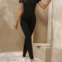 Women's Sexy  Zipper Bodycon Party Club Long Rompers Jumpsuit, L