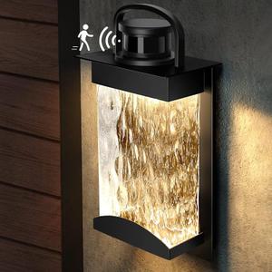 Lamomo Motion Sensor Outdoor Lights, LED Integrated Porch Lights, 1200 Lumen Dusk to Dawn Outdoor Scones for House, 13W, Modern, Black, Energy Saving (1pcak)