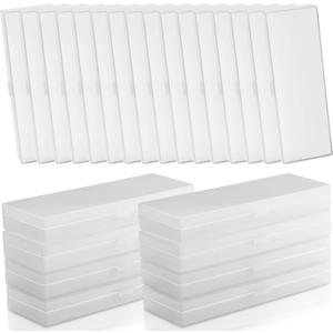 Fainne 24 Pcs Plastic Pencil Case Bulk Pencil Boxes Plastic Stationery Case Frosted Pen Box Pen Holder with Hinged Lid Snap Closure for Office Supply(7.09 x 2.36 x 0.98 Inch,White)