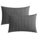 JELLYMONI 2 Pack Dark Grey Pillowcases King Size, Soft Microfiber Striped Tufted Pillow Covers with Envelope Closure (Pillows are not Included)
