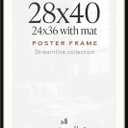 Americanflat 28x40 Poster Frame - Matted to 24x36 - Slim Molding - Black