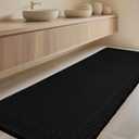 IM HOME Extra Large Waffle Bath Mat, Boho Bathroom Rugs Absorbent Non Slip, Ultra Soft Bathroom Mat, Machine Washable Knit Bath Rugs with Border for Bathroom, Bedroom, Kitchen, Shower, 5'x2', Black