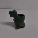 Isaac Jacobs Green Ceramic Dinosaur Cup, Toothbrush Holder, Multi-Purpose Organizer,  Great for Toiletries, Bathroom, Kitchen, Crafts, Desk, Novelty Bathroom Accessory (Single Cup, Green)