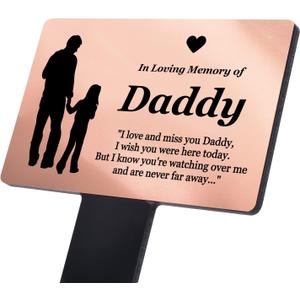 In Loving Memory of Daddy - Engraved Memorial Stake with poem and Daddy & Daughter illustration (Gold/Silver/Copper or Black & White Plaque) (Copper)