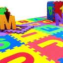 Little fun times Alphabet Play Mat for Baby Large 60 Pieces 12inch. Total 71.5x71.5 inch 36 SqFt Interlocking Floor Puzzle EVA Tiles Playmat for Toddler and Kids Letters and Numbers with Edges.