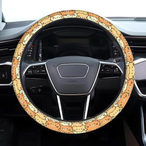 Car Steering Wheel Cover, Anti-Slip Breathable Elastic Neoprene 15 Inch Car Steering Wheel Protector for Women and Men,for Cars, SUVs Cute Yellow Cats