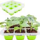 Seed Starter Tray Reusable, 4 Pack Growing Trays with Drain Holes & 9 Flexible Pop-Out Cells Garden Supplies Indoor Plant Propagation Kit Microgreen Seed Starting Germination Tray