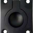 QCAA Solid Brass Flush Ring Pull, 36.5 x45 mm, Matte Black, 1 Pack, Made in Taiwan