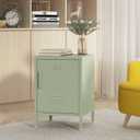 Metal Nightstand Modern End Side Table Steel Bedside Storage CaB0DK925YNbinet with Shelf Easy Assembly for Living Room Bedroom （15.8”W x 15”D x 22.5”H ）