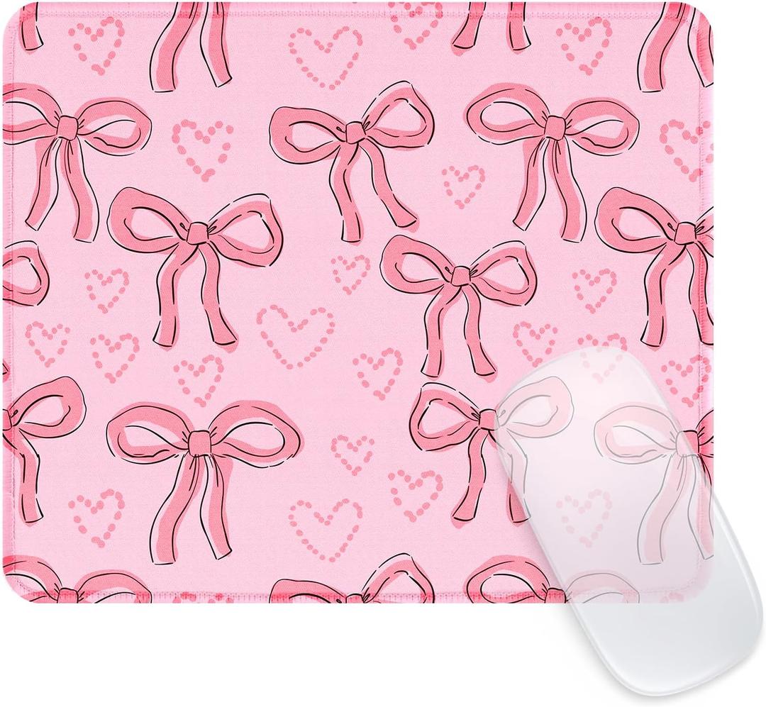 2 x Square Funny Mouse Mat, Cute and Waterproof Mousepad for Computers, Laptop with Non-Slip Rubber Base, 9.5 * 7.8 * 0.12In Mouse Pad, Office & Home,Bowknot (Small)