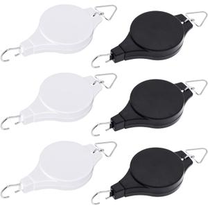 6 Pack Plant Pulley Retractable Hanger, Easy Reach Plant Pulley Adjustable Height Wheel for Hanging Plants Heavy Duty, Indoor Outdoor Plant Hanger for Garden Baskets Pots - Black and White