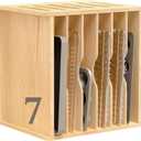 celestite Wooden Tray Dividers for Cabinets, Cookie Sheet Organizer for Cabinet, Baking Sheet Pan Organizer for Kitchen Organizers and Storage (7 Tier 20" Wx16.7 Hx15.2 D)