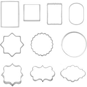 10 PCS Plaque Frame Cookie Cutters Set Fondant Tiles Biscuit Cutter Molds for Cookie Fruit Shapes
