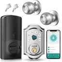 Smart Deadbolt Door Lock Set: Silver Hornbill Keyless Entry Door Knobs with Fingerprint Electronic Digital Bluetooth Door Lock with Keypad Code App Alexa Auto Lock for House Apartment