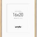 Yaetm Minimalist 16x20 Oak Picture Frame with Mat for 11x14, Natural Solid Oak Wood 16x20 Frame for Wall, Lightweight, Wall Mount, Single
