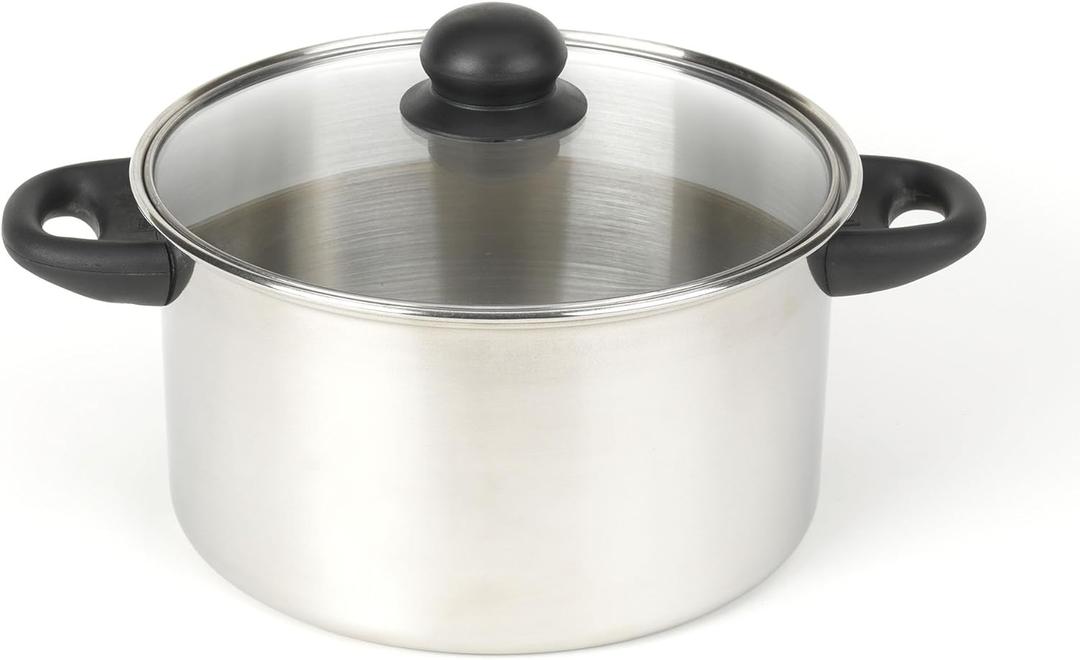 GoodCook Basics Stainless Steel Dutch Oven with Glass Lid, 5 Quart