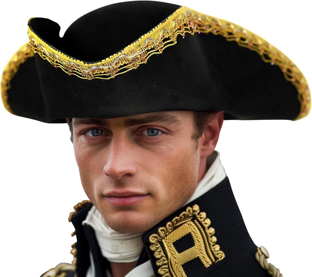HOMELEX Pirate Hat for Women & Men Colonial Tricorn Halloween Adult Revolutionary war Costume Accessory
