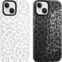 2 Pack Cheetah Print Cases for Apple iPhone 13 / iPhone 14 Case 6.1 inch, Clear Cute Coquette Fashion Leopard Patterns for Girls Women Funda with Shockproof Protection Silicone Soft TPU Cover