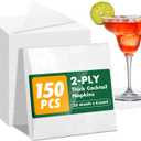 150 Count Cocktail Napkins Paper, 2-Ply White Napkins Disposable, Dinner Party Napkins for Christmas Wedding Bar Holiday Dining Party and Everyday, Folded Size 4.5 x 4.5 Inch