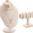 RattanView 2 Pcs Jewelry Display Set Necklace Mannequin Bust T Bar Bracelet Holder for Earring Necklace Ring Display