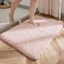 Small Bathroom Rug 17x24 Non Slip Pink Fluffy Bath Mat for Bathroom Floor Washable Plush Luxury Bath Rug for Tub Soft Shaggy Absorbent Shower Mat (1'5" x 2' (17''x24'' Mini Bathroom Rug))