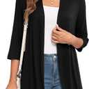 Veryoung Women's 2026 Casual Short Sleeve Cardigan Front Tie Lightweight Summer Casual Open Front Cardigans (Black, M)