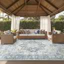 GENIMO Outdoor & Indoor Area Rug 10'x14', Waterproof, Non-Shedding, Easy Cleaning, Boho Mat for Patio, Living Room, Balcony, Dining Room, RV, Deck, Bedroom, Camping, Outside Carpet,Blue