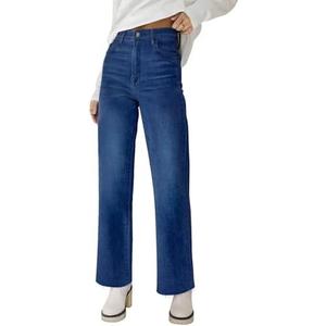 KDF Straight Leg Jeans for Women High Waisted Jeans Frayed Baggy Pants Raw Hem Loose Stretchy Cropped Wide Leg Jeans 12
