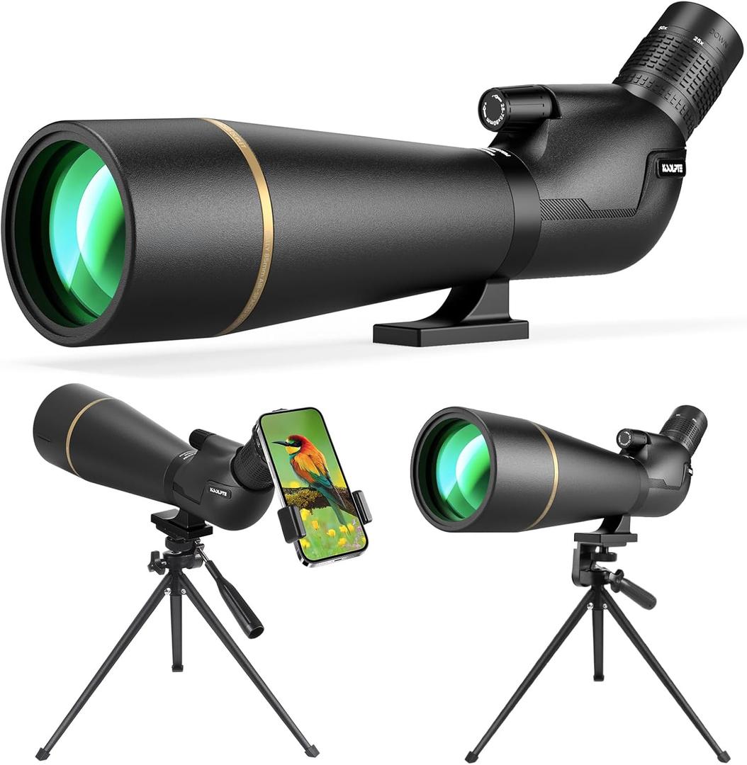 Spotting Scope 25-75x85 with Phone Adapter, Tripod & Carrying Bag -Fully Multi-Coated Optics,BAK4 High Definition Waterproof Spotter Scope for Birding, Wildlife Viewing, Outdoor Observation,Black