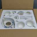 fanquare Blue Flowers Porcelain Tea Set, Tea Cup and Saucer Set Service for 6, Wedding Tea Set with Sugar Bowl Cream Pitcher, Floral Coffee Set for Tea Party